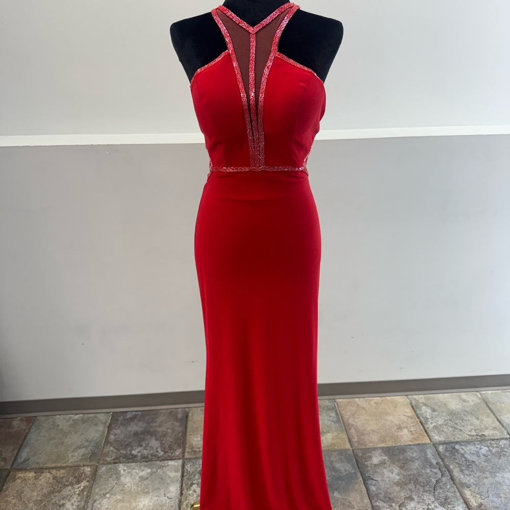 Ellie Wilde Striking Red Backless Dress